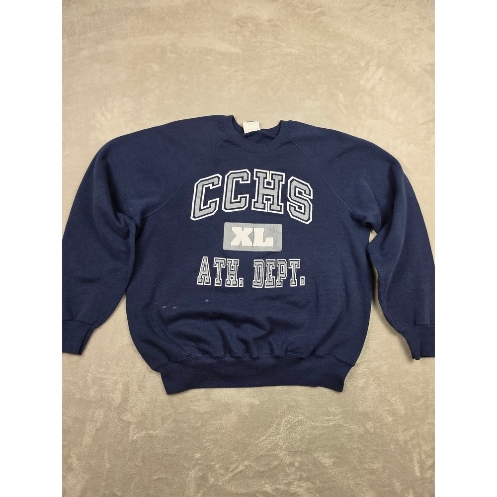 Vintage Lee Midweight Sweatshirt‎ Adult XL Blue CCHS Ath Dept Raglan Made In USA